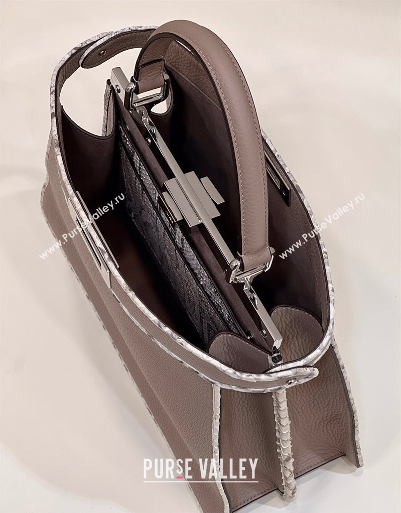 Fendi Peekaboo ISEEU Medium Bag Gray Calfskin/Python Edge (chaoliu-23122708)