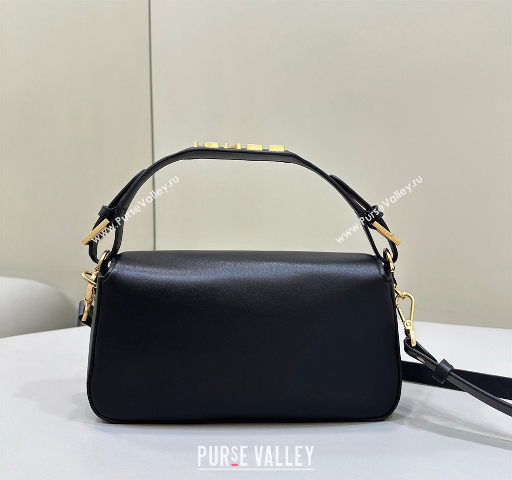 Fendi by Stefano Pilati Medium Baguette Bag handle with metal FENDI lettering in Black nappa leather 2024 (chaoliu-23122740)
