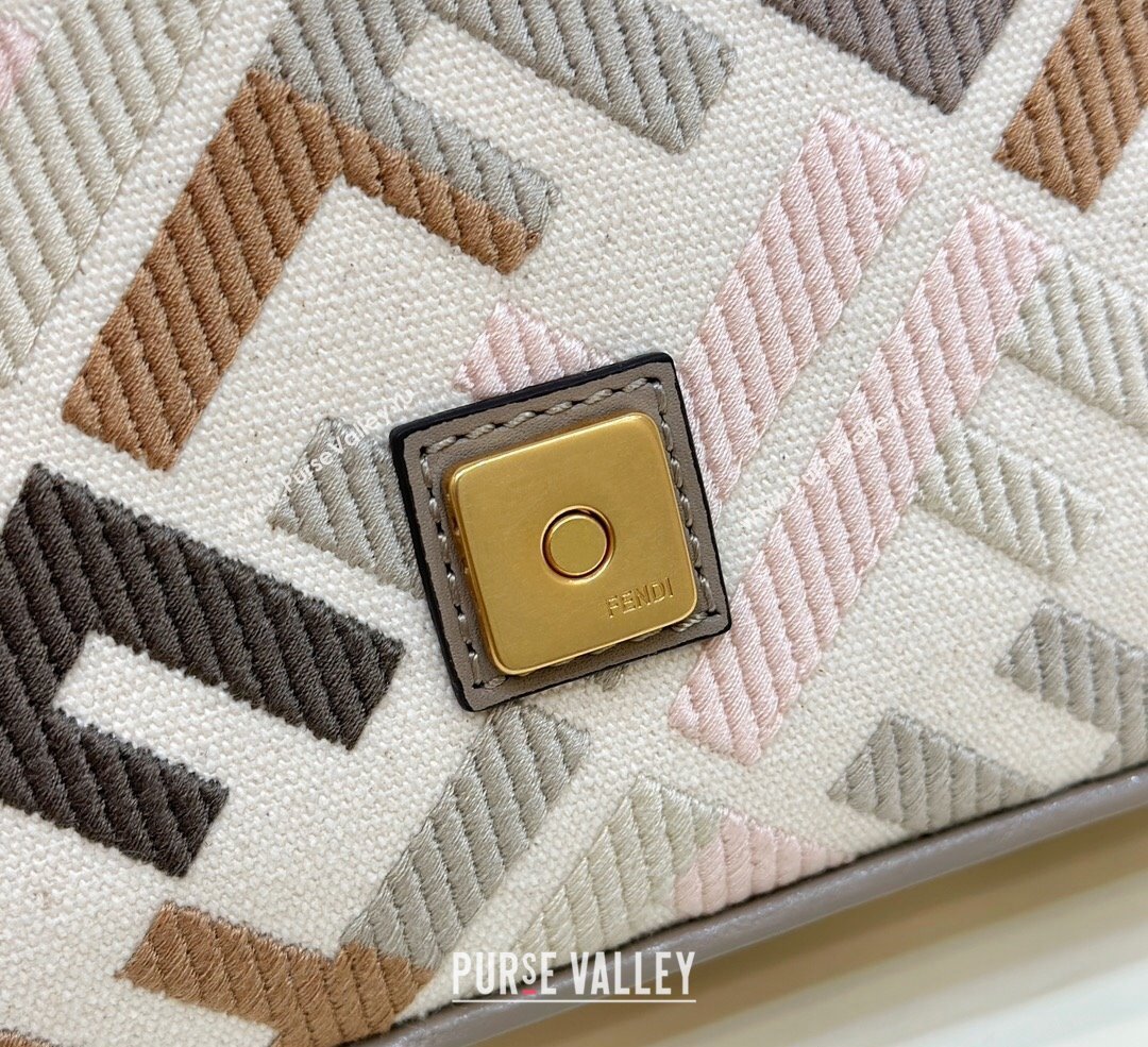 Fendi Medium Baguette bag in Multicolor Gray canvas with FF embroidery (chaoliu-23122615)
