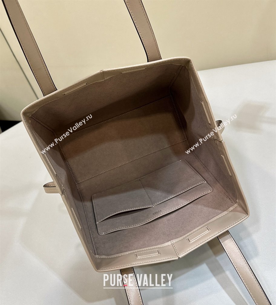 Fendi Origami Medium bag Dove gray leather that can be transformed 2024 (chaoliu-23122736)