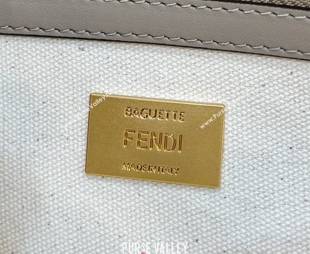 Fendi Medium Baguette bag in Multicolor Gray canvas with FF embroidery (chaoliu-23122615)