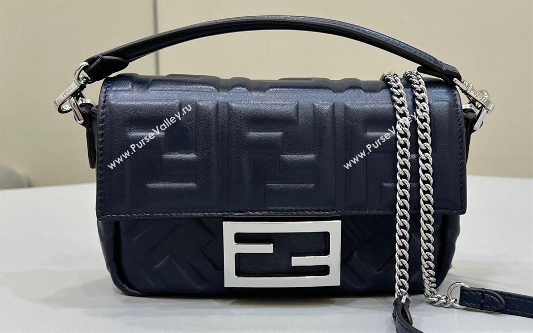 Fendi Nappa Leather Mini Baguette bag Midnight blue (chaoliu-23122632)