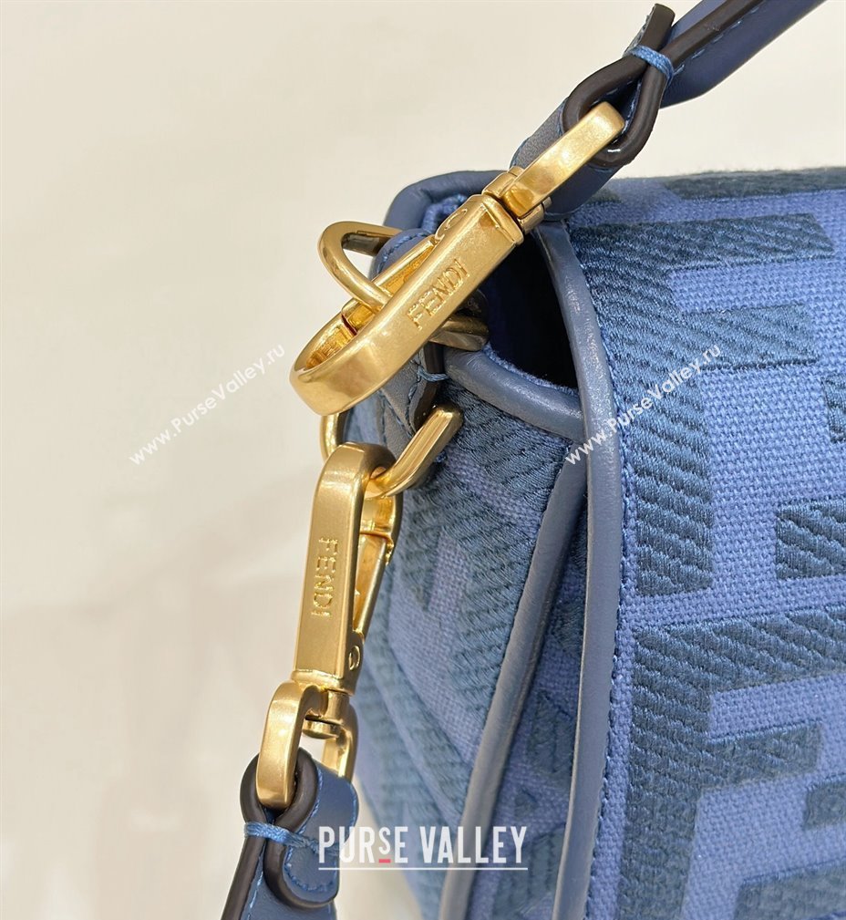 Fendi Medium Baguette bag in Blue canvas with FF embroidery (chaoliu-23122611)