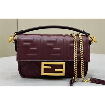 Fendi Nappa Leather Mini Baguette bag Burgundy (chaoliu-23122631)