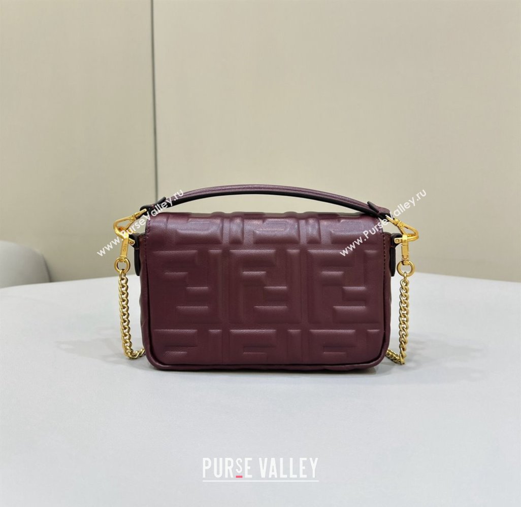 Fendi Nappa Leather Mini Baguette bag Burgundy (chaoliu-23122631)