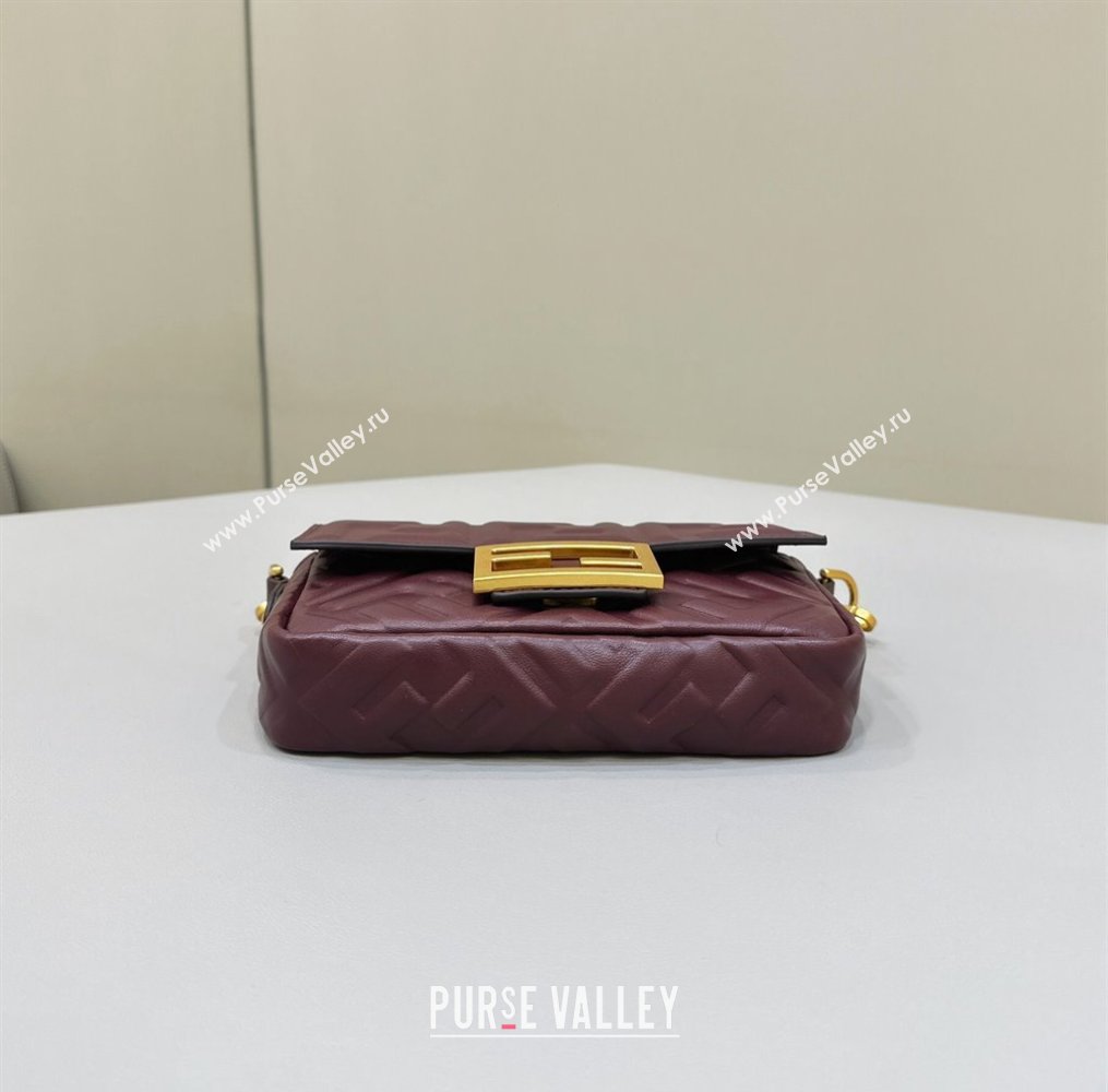 Fendi Nappa Leather Mini Baguette bag Burgundy (chaoliu-23122631)