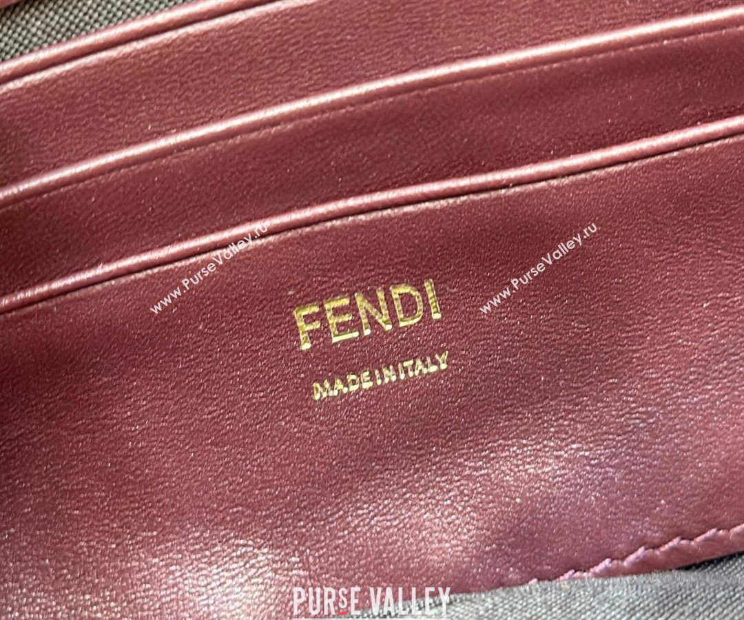 Fendi Nappa Leather Mini Baguette bag Burgundy (chaoliu-23122631)