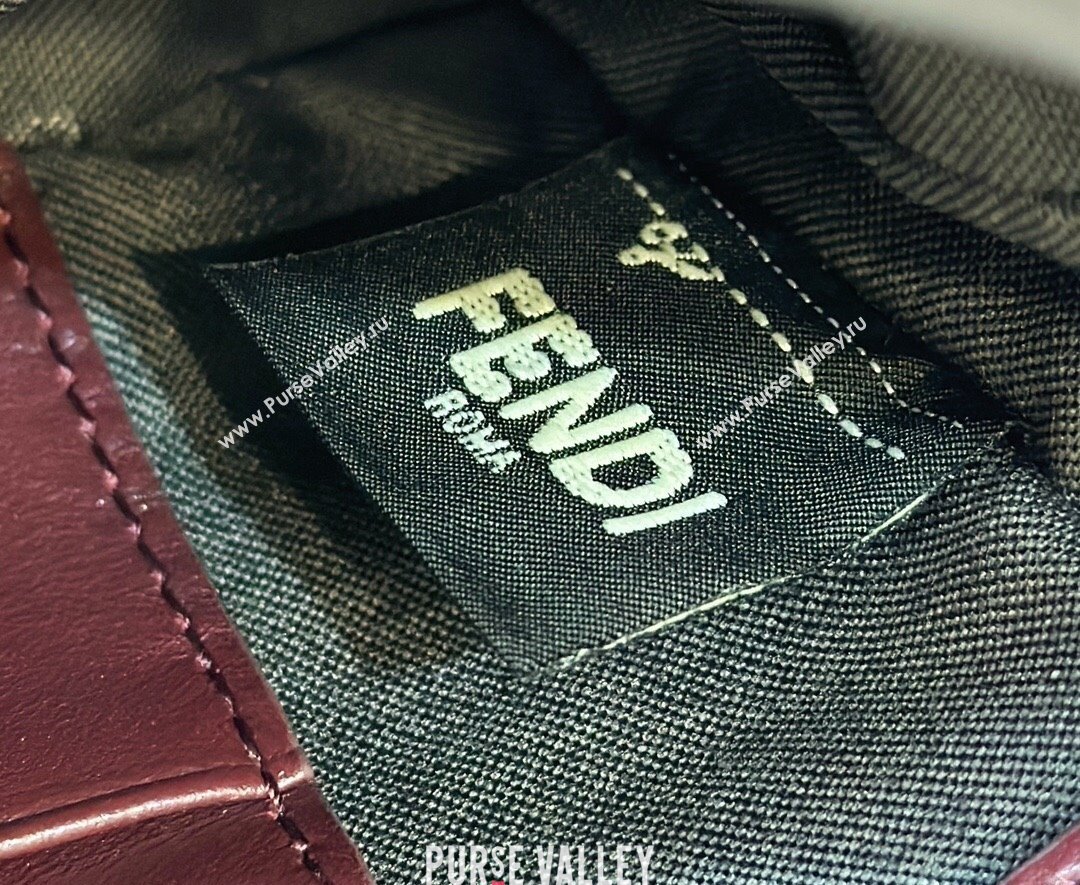 Fendi Nappa Leather Mini Baguette bag Burgundy (chaoliu-23122631)