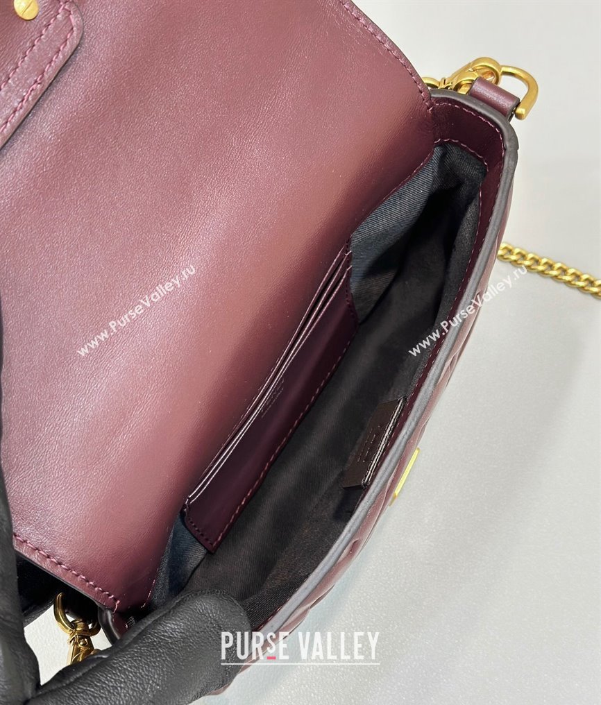 Fendi Nappa Leather Mini Baguette bag Burgundy (chaoliu-23122631)