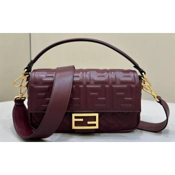 Fendi Nappa Leather Medium Baguette Bag Burgundy (chaoliu-23122624)