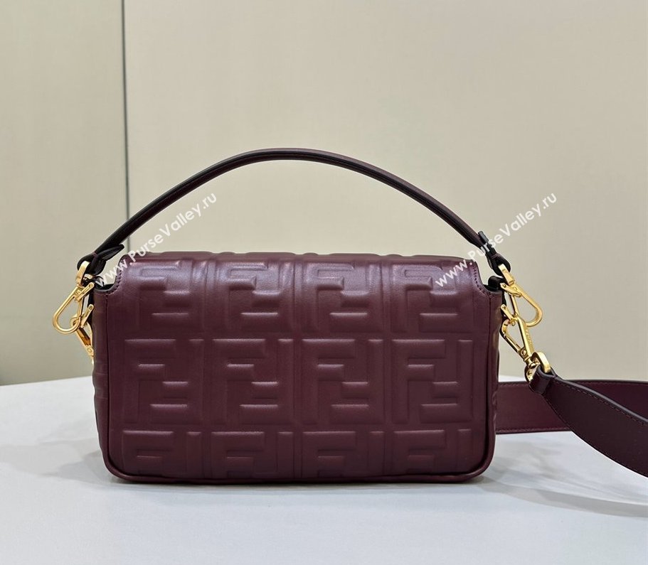 Fendi Nappa Leather Medium Baguette Bag Burgundy (chaoliu-23122624)