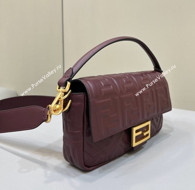 Fendi Nappa Leather Medium Baguette Bag Burgundy (chaoliu-23122624)