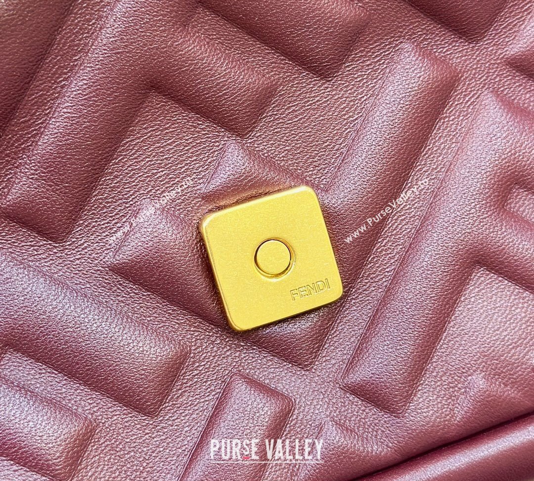 Fendi Nappa Leather Medium Baguette Bag Burgundy (chaoliu-23122624)