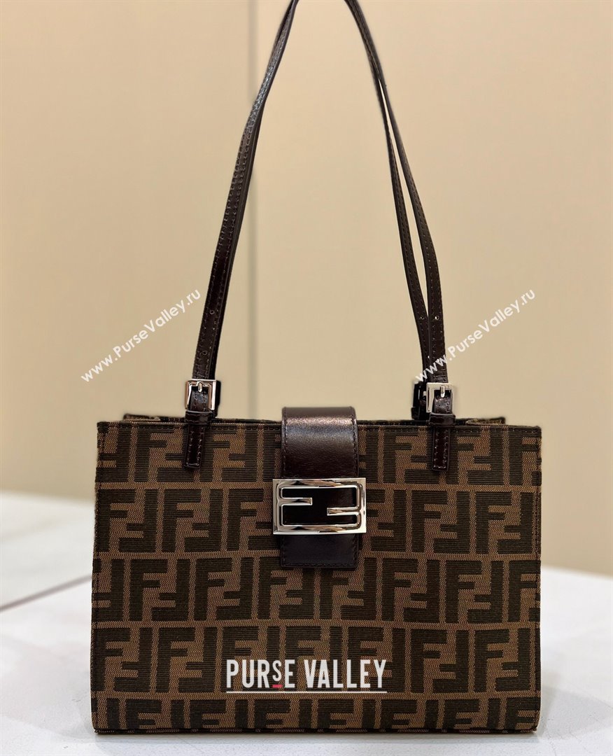 Fendi Vintage Mini Tote Bag in Brown jacquard FF fabric 8316s (chaoliu-23122720)