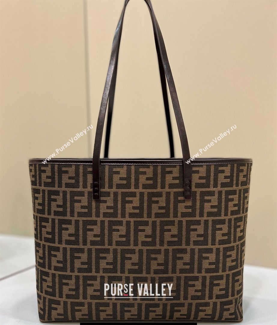 Fendi Vintage Shopping Tote Bag in Brown jacquard FF fabric 8338 (chaoliu-23122718)
