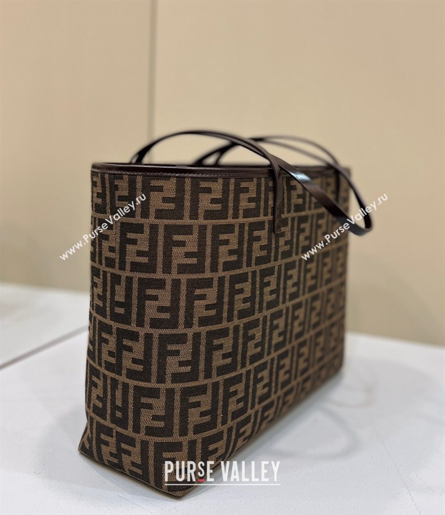 Fendi Vintage Shopping Tote Bag in Brown jacquard FF fabric 8338 (chaoliu-23122718)