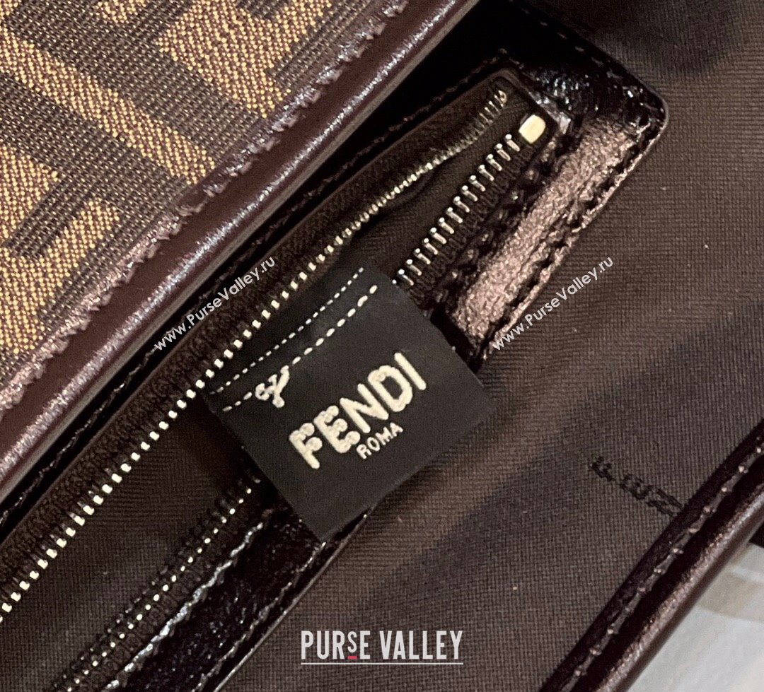 Fendi Vintage Shopping Tote Bag in Brown jacquard FF fabric 8338 (chaoliu-23122718)