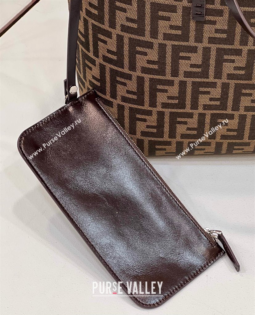 Fendi Vintage Shopping Tote Bag in Brown jacquard FF fabric 8338 (chaoliu-23122718)