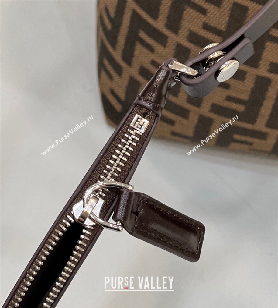 Fendi Vintage Shopping Tote Bag in Brown jacquard FF fabric 8338 (chaoliu-23122718)