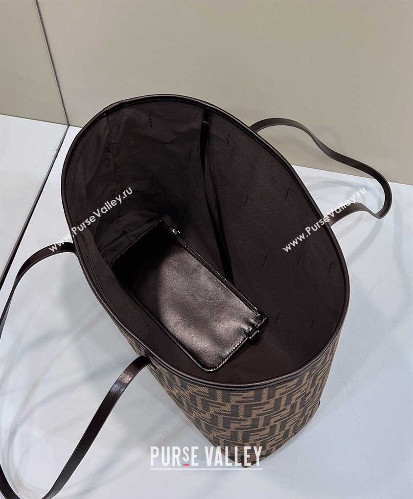 Fendi Vintage Shopping Tote Bag in Brown jacquard FF fabric 8338 (chaoliu-23122718)