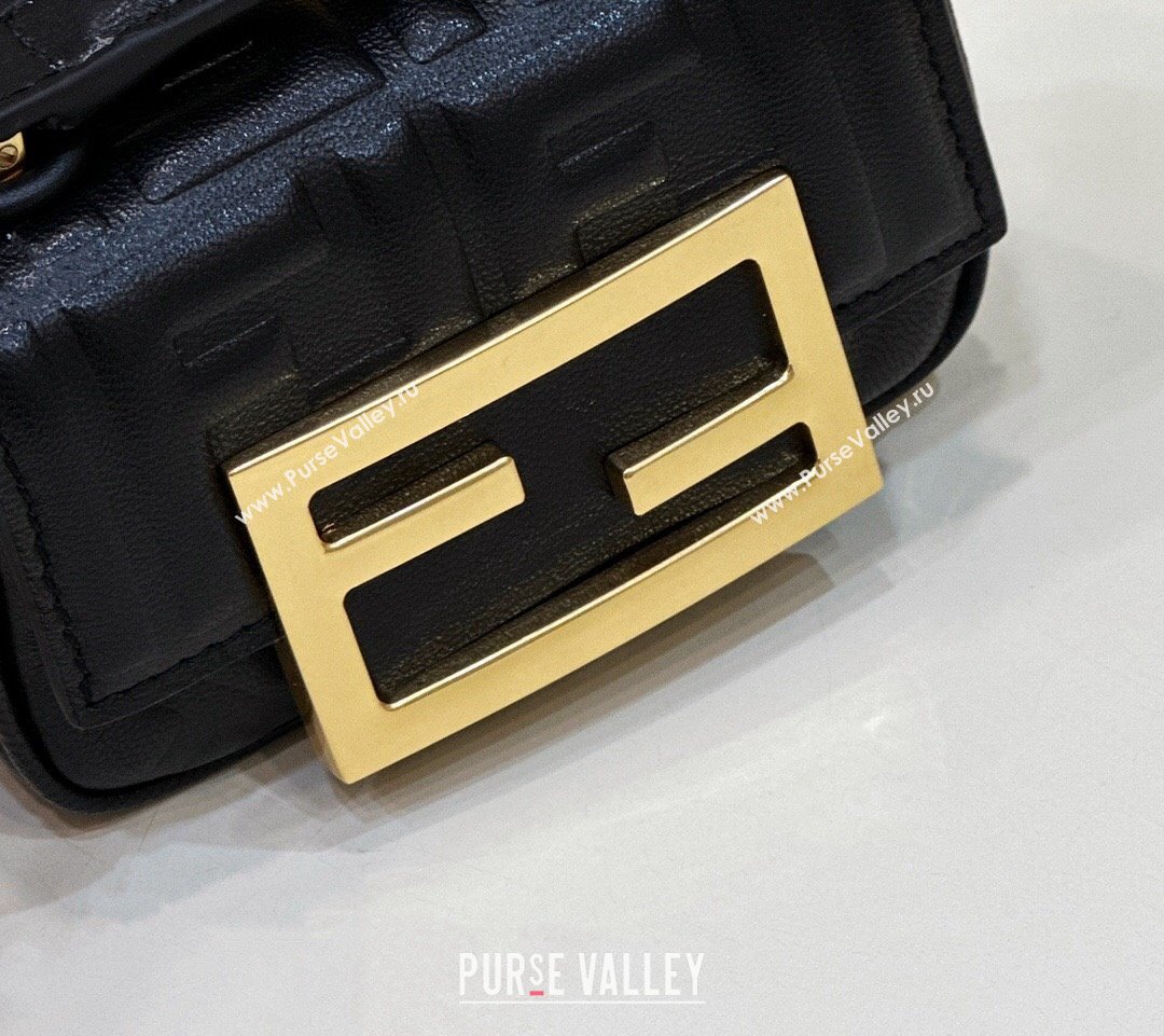 Fendi Nano Baguette Chain Bag Leather Black (chaoliu-23122640)
