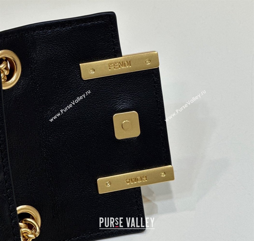 Fendi Nano Baguette Chain Bag Leather Black (chaoliu-23122640)