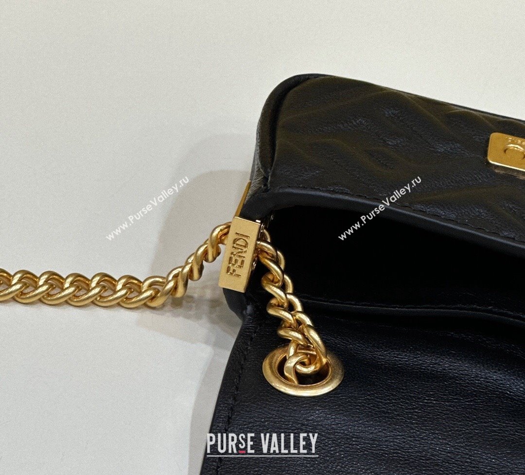 Fendi Nano Baguette Chain Bag Leather Black (chaoliu-23122640)