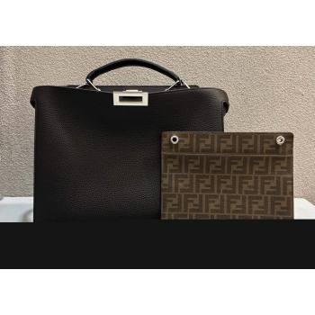 Fendi Peekaboo Iseeu Medium Bag in Selleria Leather 7VA529 Black/Yellow (chaoliu-23122727)