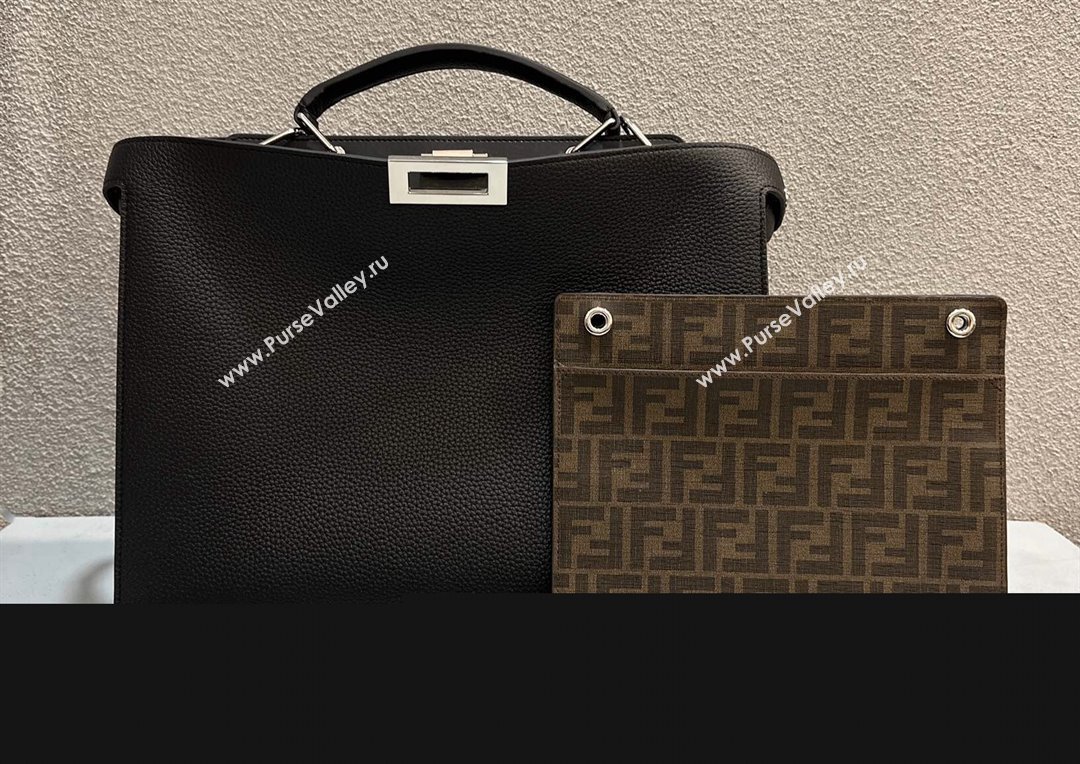 Fendi Peekaboo Iseeu Medium Bag in Selleria Leather 7VA529 Black/Yellow (chaoliu-23122727)