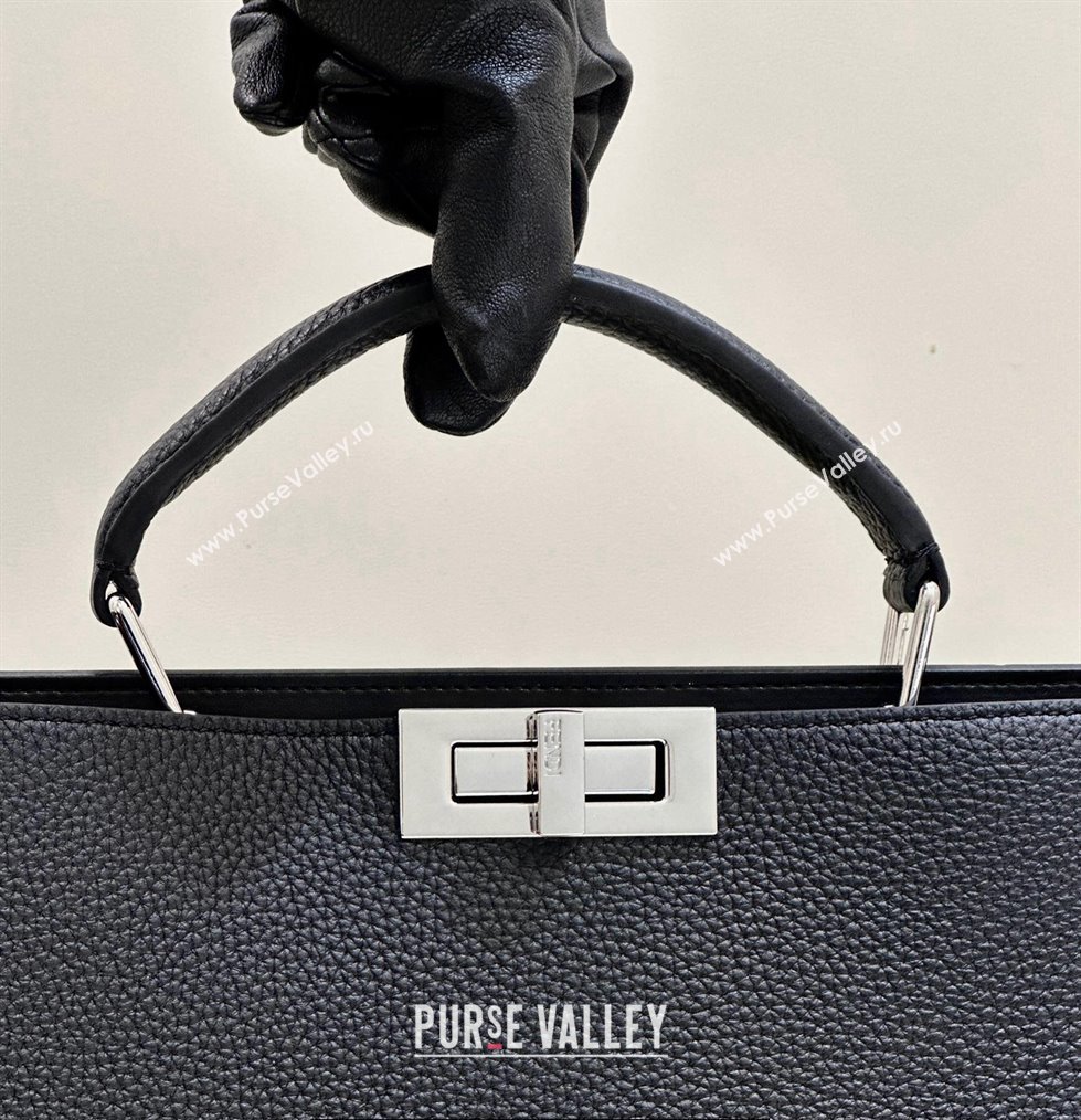 Fendi Peekaboo Iseeu Medium Bag in Selleria Leather 7VA529 Black/Yellow (chaoliu-23122727)