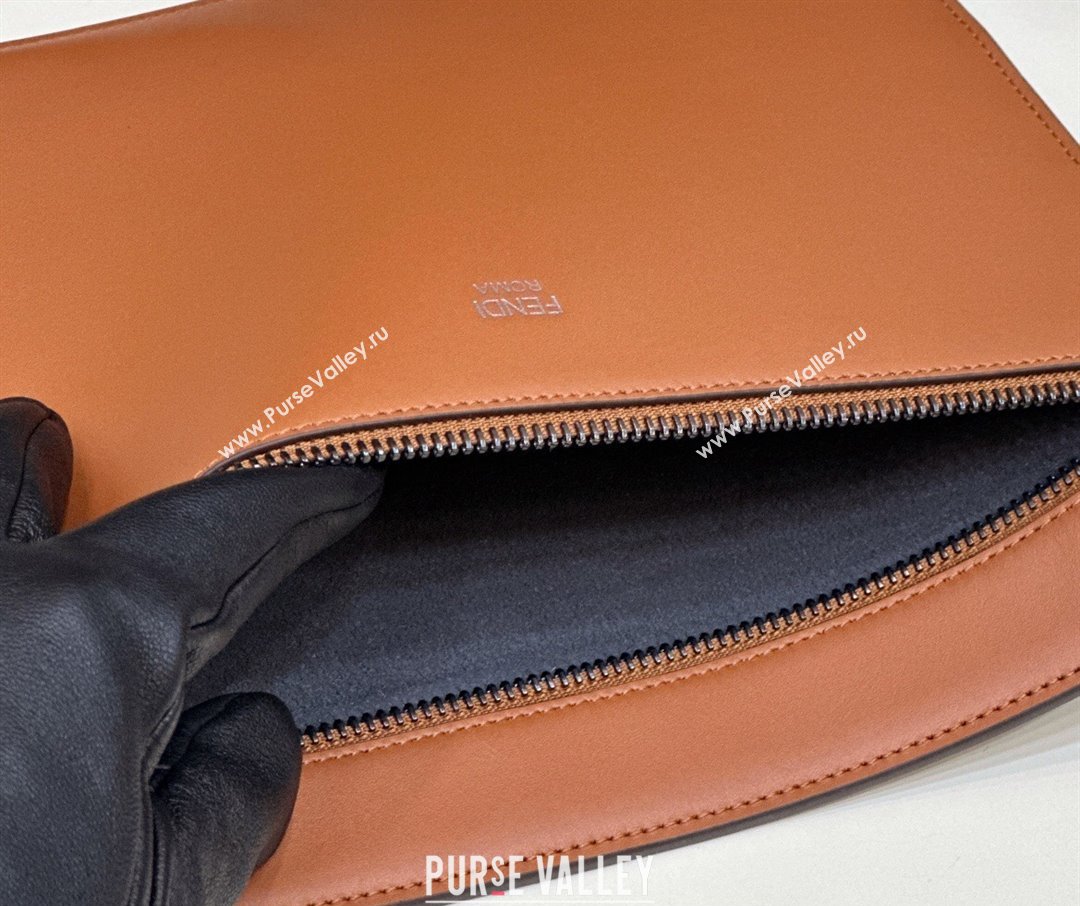 Fendi Peekaboo Iseeu Medium Bag in Selleria Leather 7VA529 Dark Gray/Brown (chaoliu-23122728)