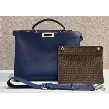 Fendi Peekaboo Iseeu Medium Bag in Selleria Leather 7VA529 Dark Blue/Blue (chaoliu-23122729)