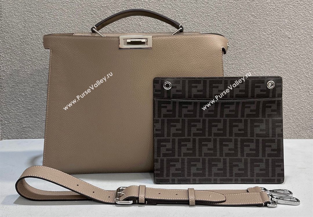 Fendi Peekaboo Iseeu Medium Bag in Selleria Leather 7VA529 Beige/Blue (chaoliu-23122730)