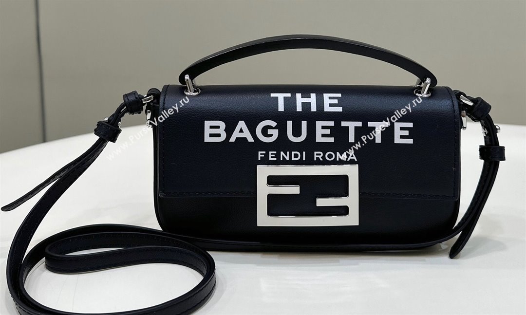 Fendi by Marc Jacobs Baguette Phone Pouch Bag in Print Leather Black 2024 (chaoliu-23122743)