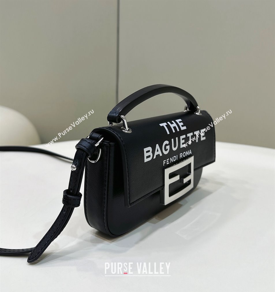 Fendi by Marc Jacobs Baguette Phone Pouch Bag in Print Leather Black 2024 (chaoliu-23122743)