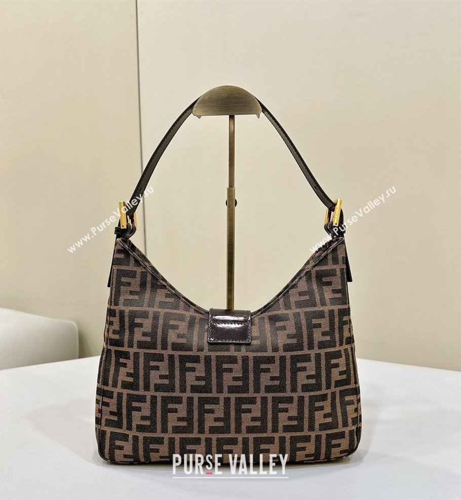 Fendi Vintage Hobo Bag in Brown jacquard FF fabric 8320 (chaoliu-23122723)
