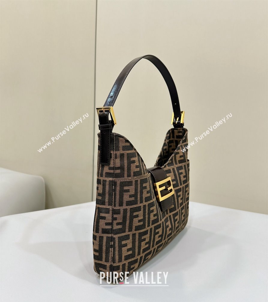 Fendi Vintage Hobo Bag in Brown jacquard FF fabric 8320 (chaoliu-23122723)