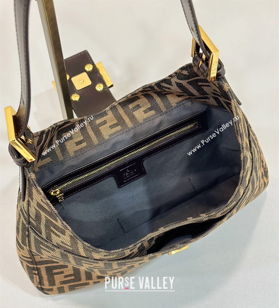 Fendi Vintage Hobo Bag in Brown jacquard FF fabric 8320 (chaoliu-23122723)