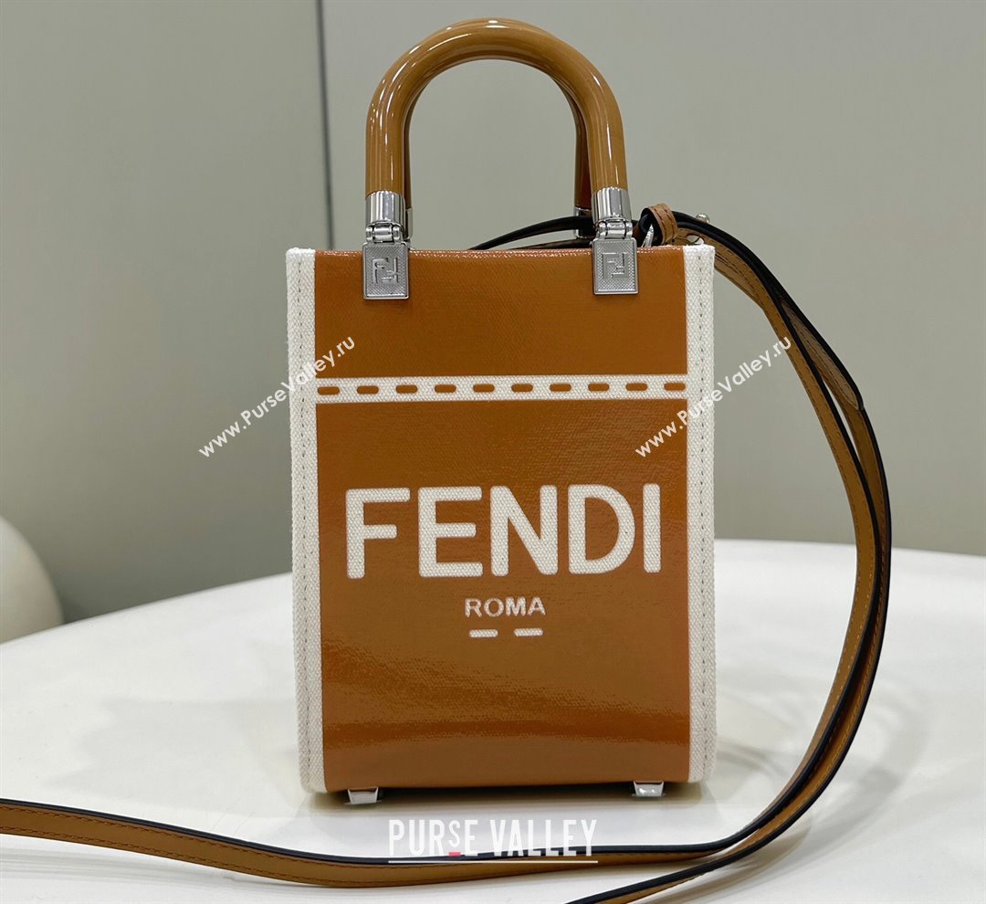 Fendi Sunshine Mini Sunshine Shopper Bag Canvas/Leather Brown (chaoliu-23122716)