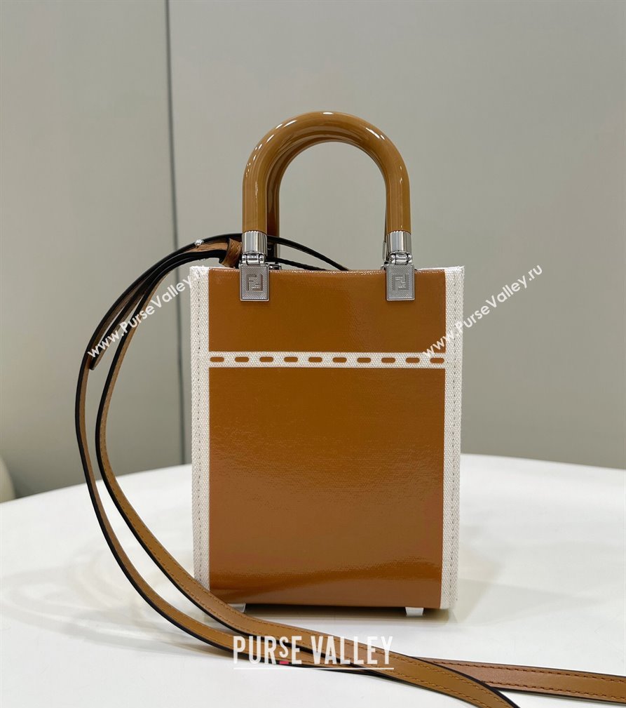 Fendi Sunshine Mini Sunshine Shopper Bag Canvas/Leather Brown (chaoliu-23122716)