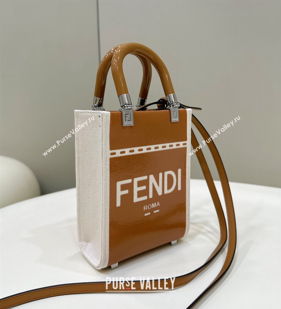 Fendi Sunshine Mini Sunshine Shopper Bag Canvas/Leather Brown (chaoliu-23122716)