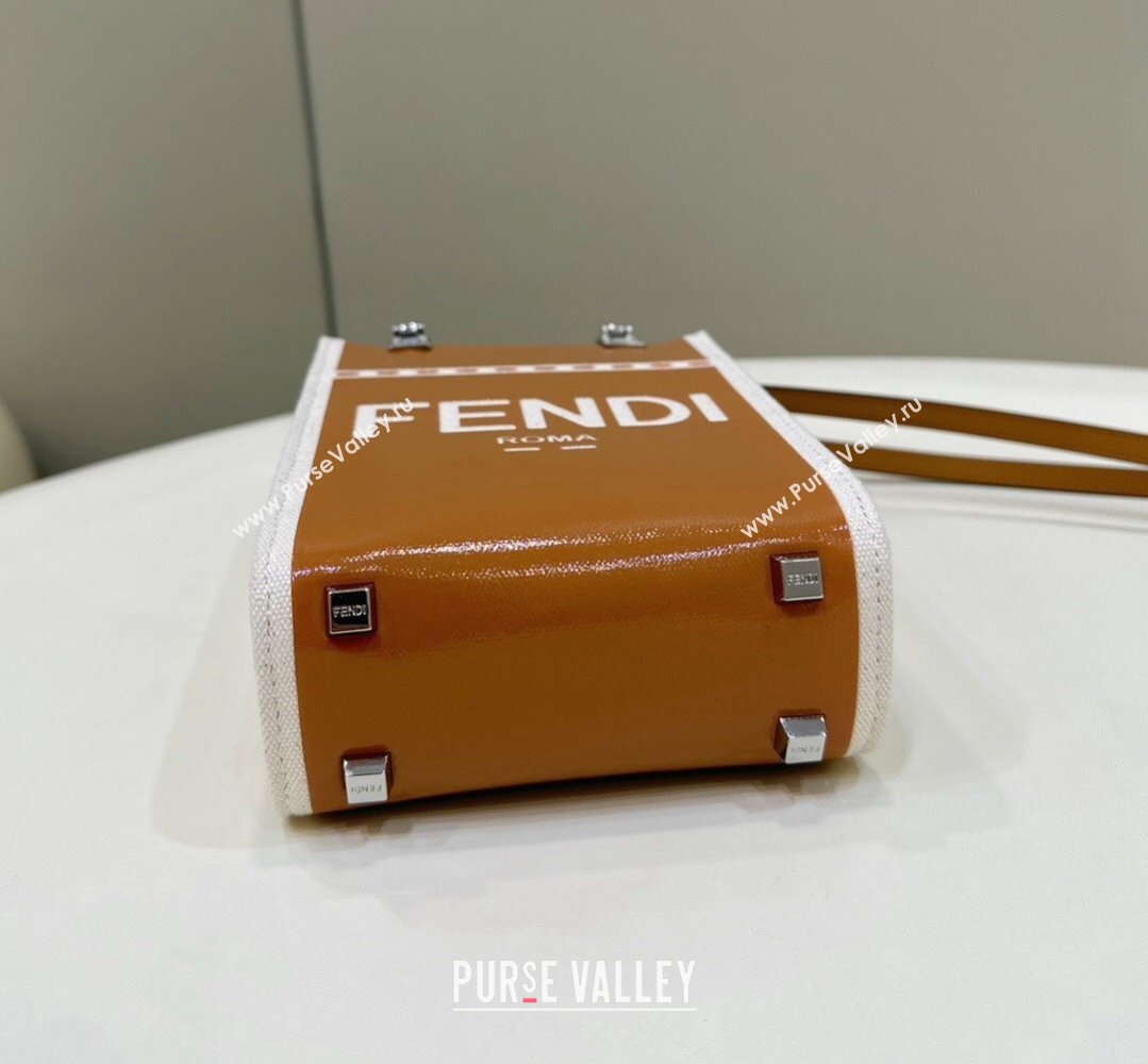 Fendi Sunshine Mini Sunshine Shopper Bag Canvas/Leather Brown (chaoliu-23122716)