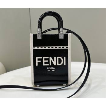 Fendi Sunshine Mini Sunshine Shopper Bag Canvas/Leather Black (chaoliu-23122715)