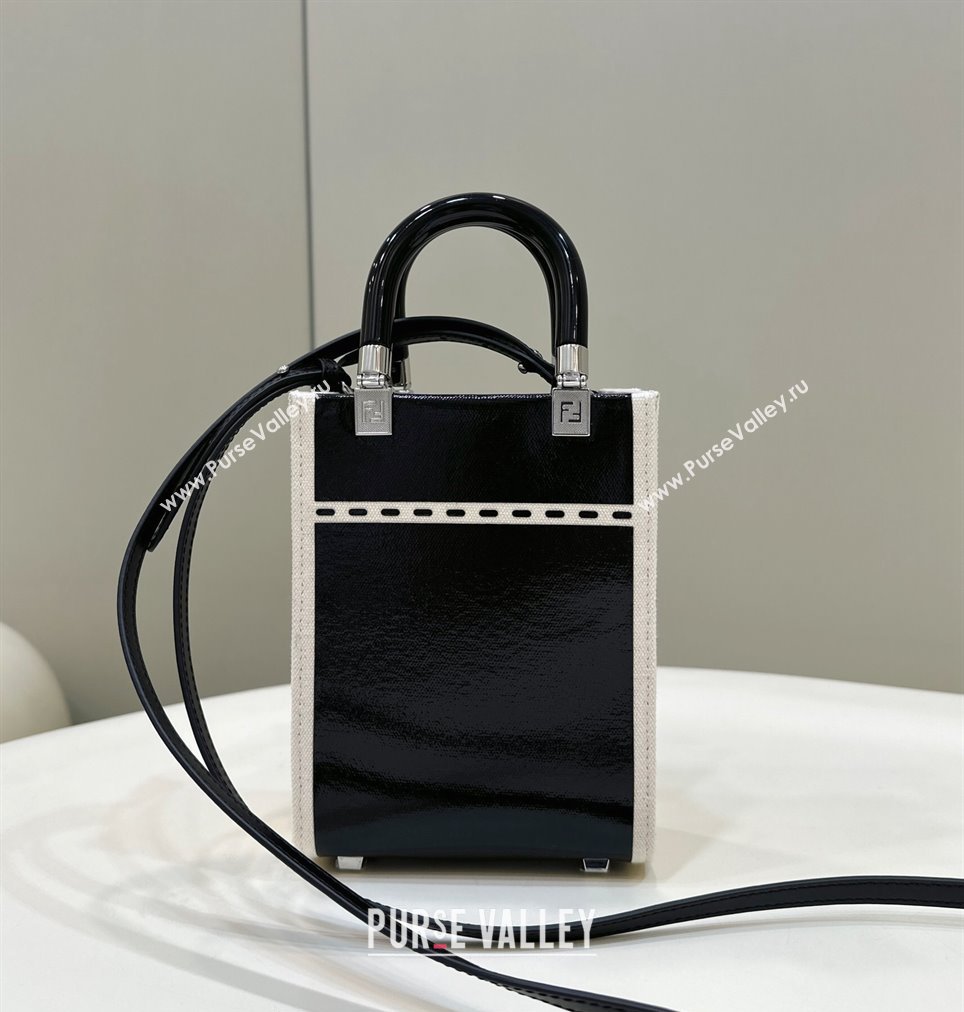 Fendi Sunshine Mini Sunshine Shopper Bag Canvas/Leather Black (chaoliu-23122715)