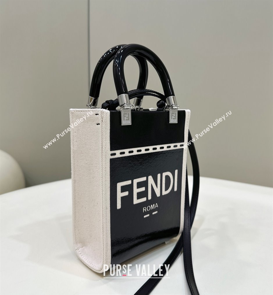 Fendi Sunshine Mini Sunshine Shopper Bag Canvas/Leather Black (chaoliu-23122715)