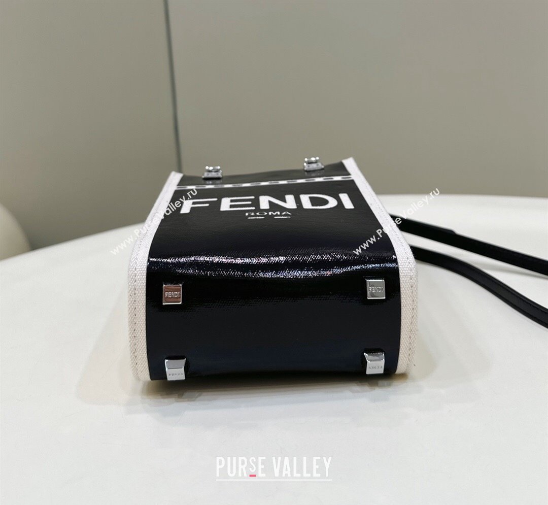 Fendi Sunshine Mini Sunshine Shopper Bag Canvas/Leather Black (chaoliu-23122715)