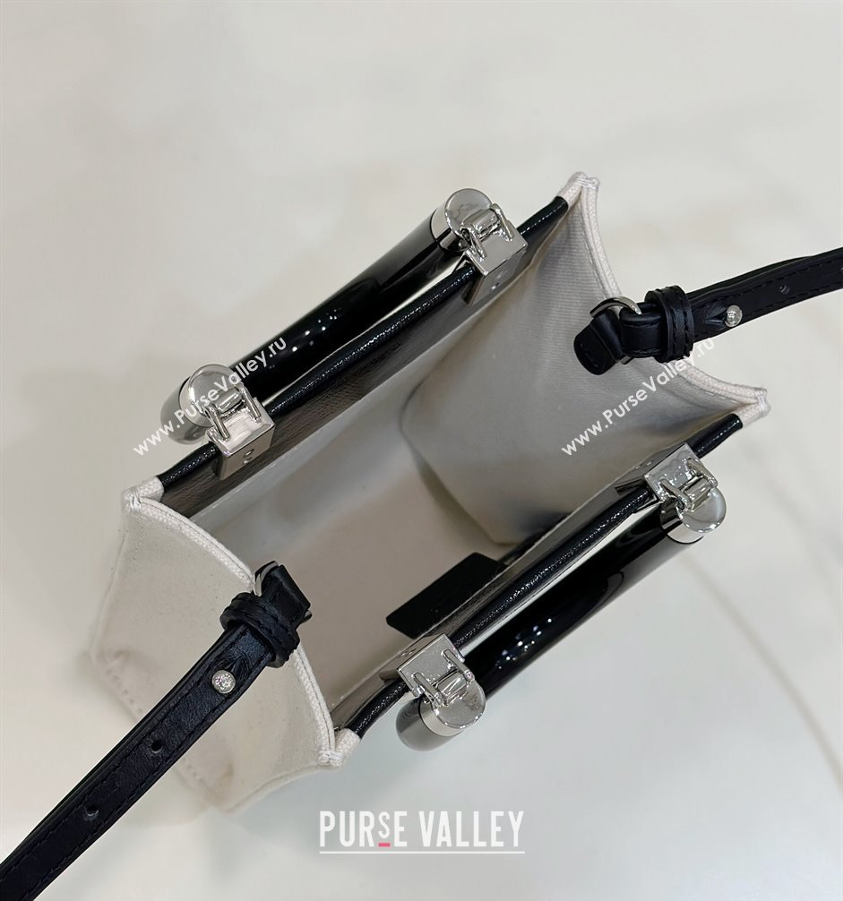 Fendi Sunshine Mini Sunshine Shopper Bag Canvas/Leather Black (chaoliu-23122715)