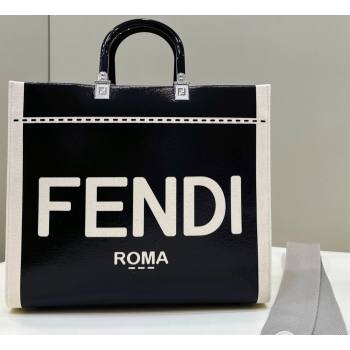 Fendi Sunshine Medium Shopper Tote Bag Canvas/Leather Black (chaoliu-23122714)