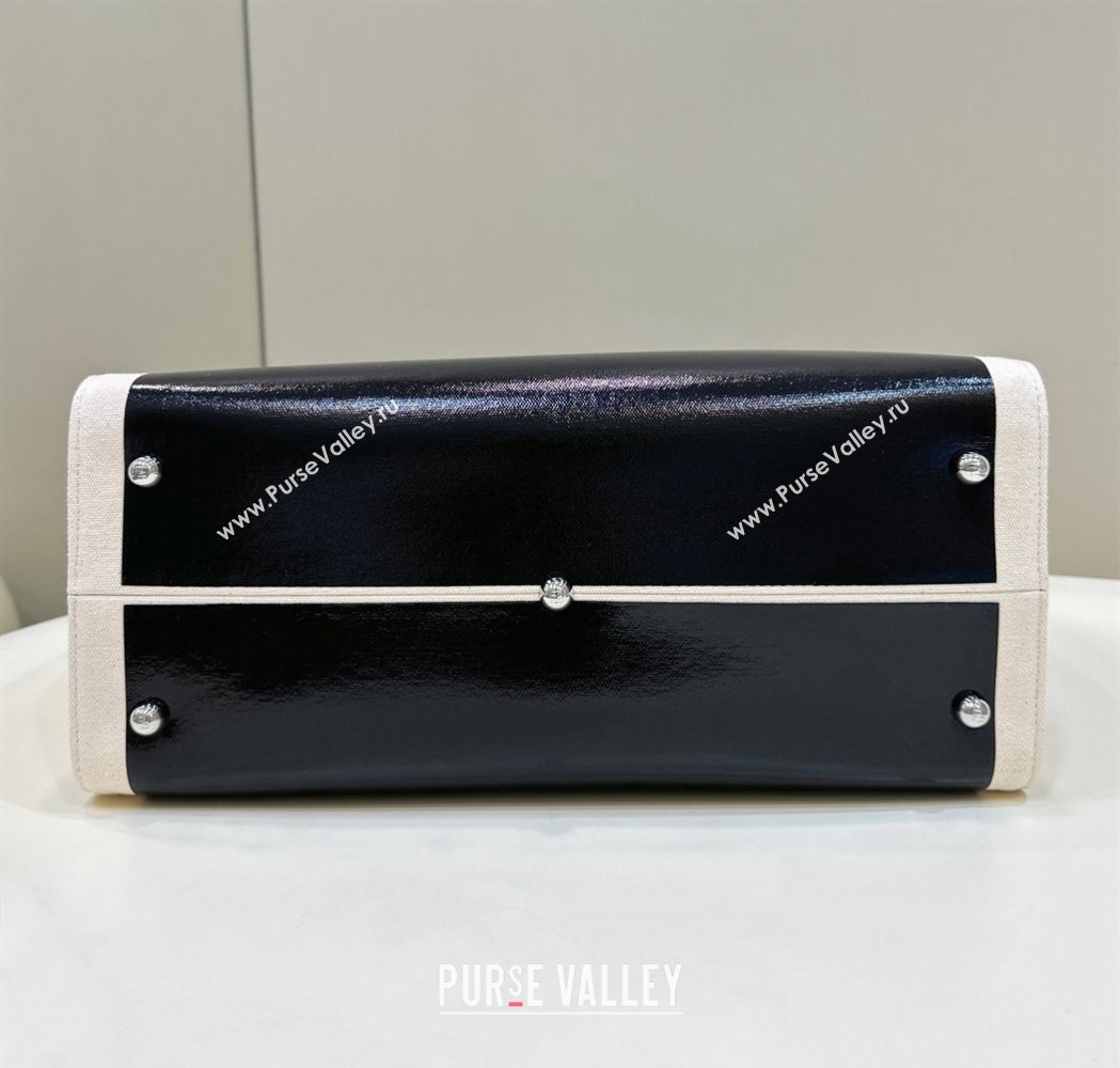 Fendi Sunshine Medium Shopper Tote Bag Canvas/Leather Black (chaoliu-23122714)