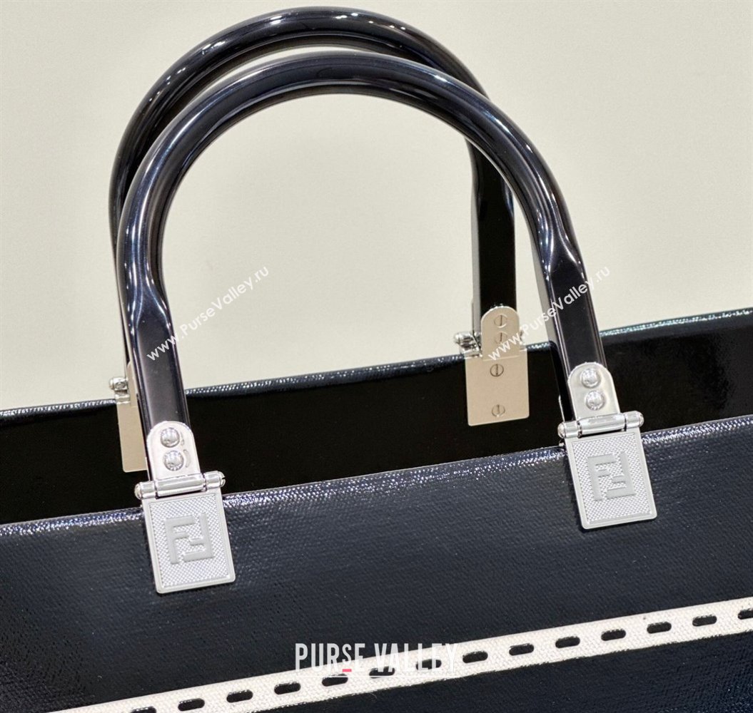 Fendi Sunshine Medium Shopper Tote Bag Canvas/Leather Black (chaoliu-23122714)